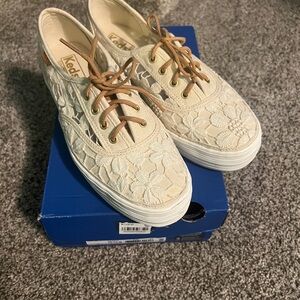 Keds Women's Floral Lace Tan Sneakers